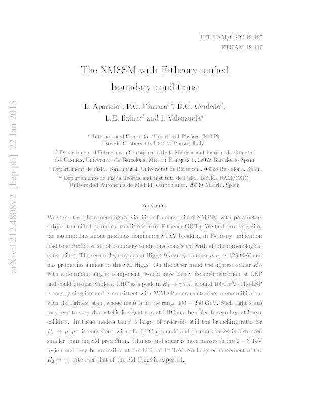 The NMSSM with F-theory unified boundary conditions Thumbnail