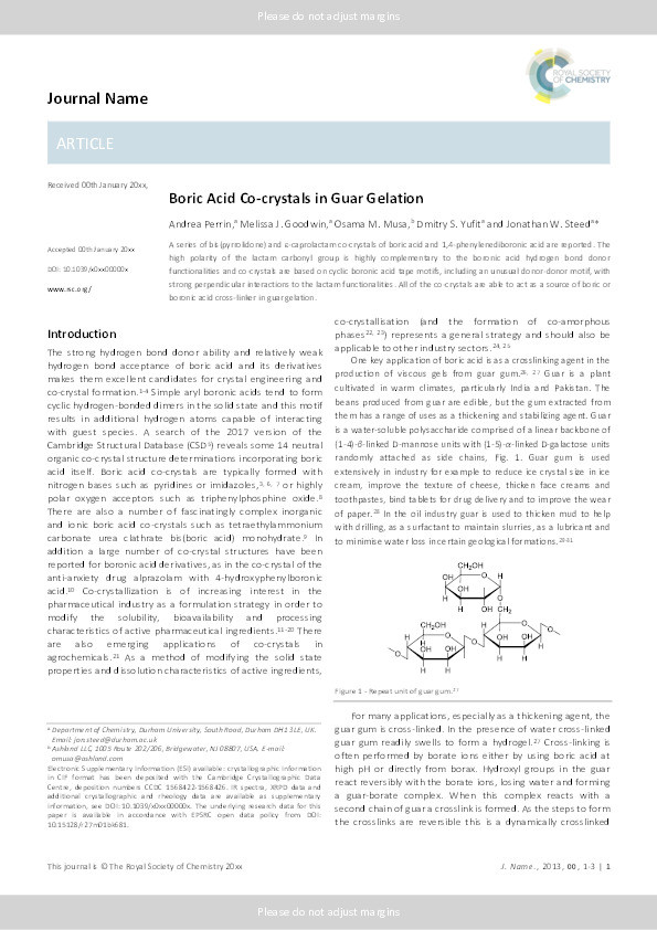 Boric Acid Co-crystals in Guar Gelation Thumbnail