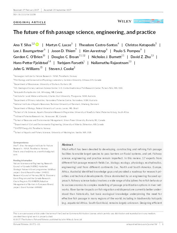 The future of fish passage science, engineering, and practice Thumbnail