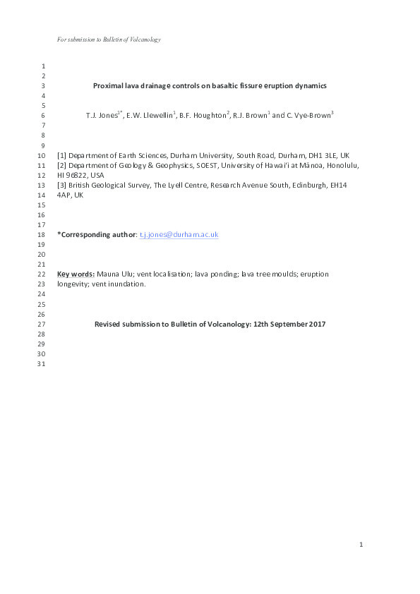 Proximal lava drainage controls on basaltic fissure eruption dynamics Thumbnail