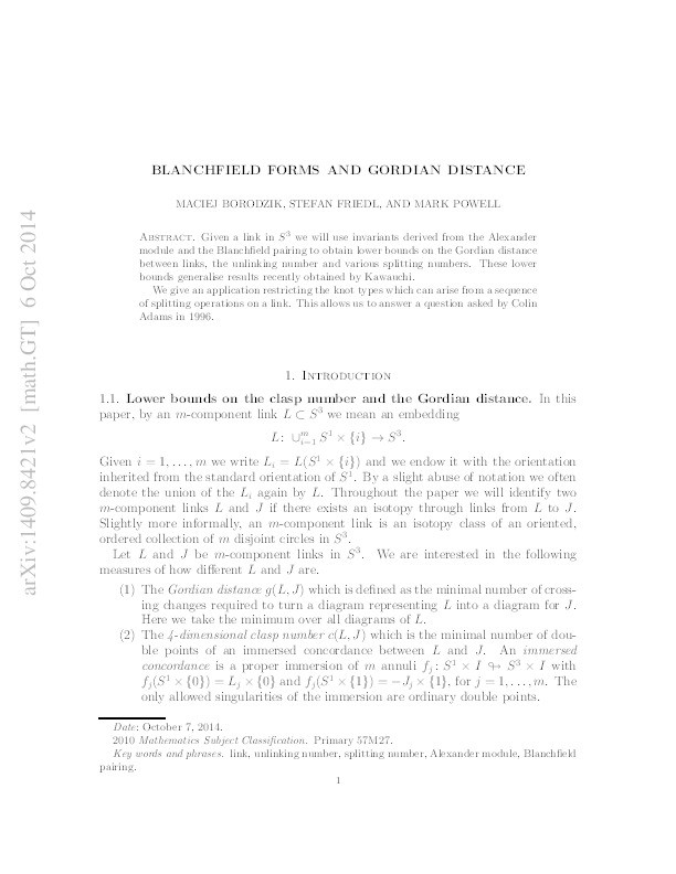 Blanchfield forms and Gordian distance Thumbnail