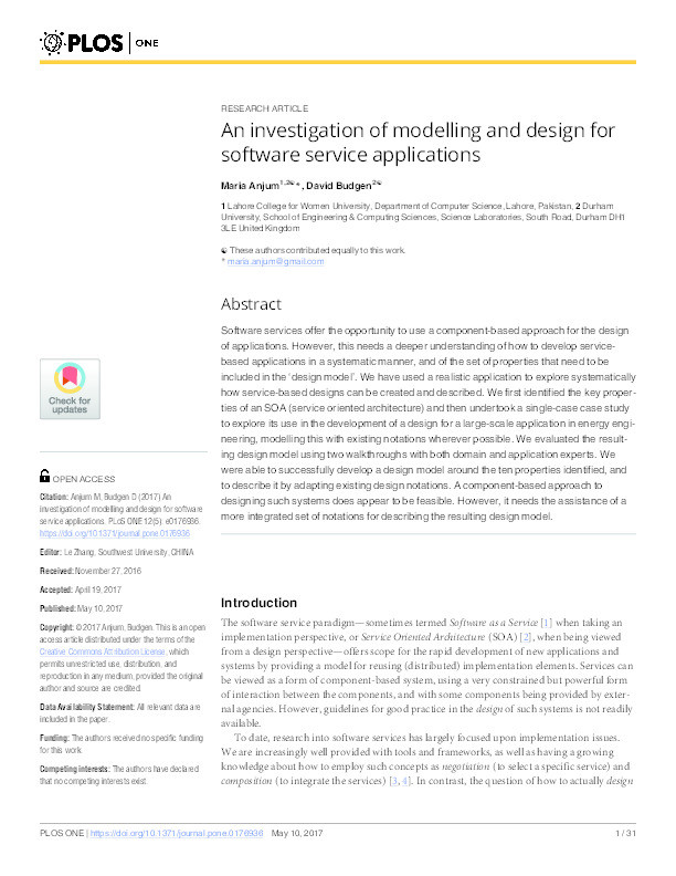 An investigation of modelling and design for software service applications Thumbnail