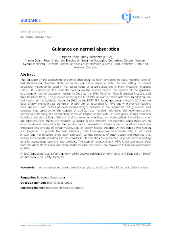 Guidance on dermal absorption Thumbnail