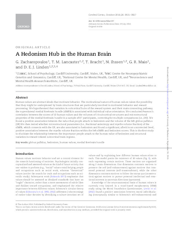 A Hedonism Hub in the Human Brain Thumbnail