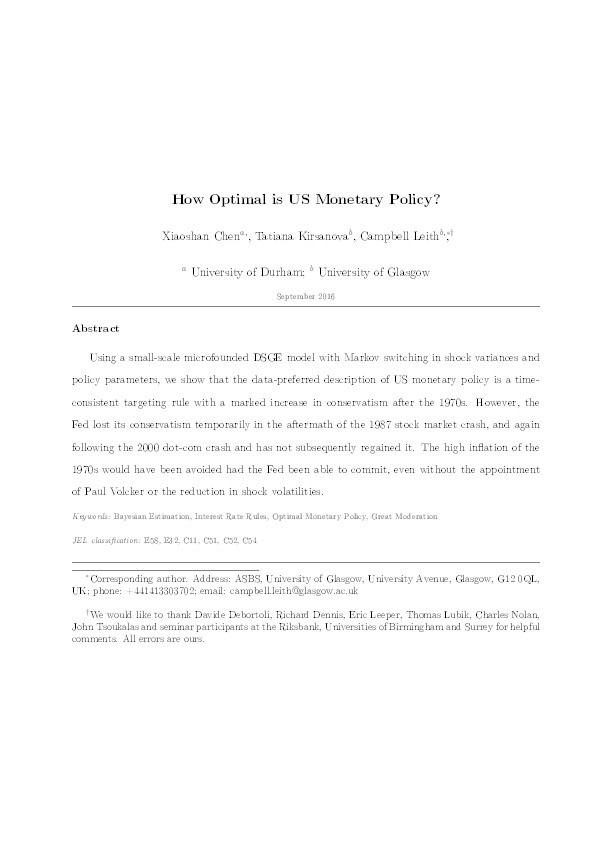 How Optimal is US Monetary Policy? Thumbnail