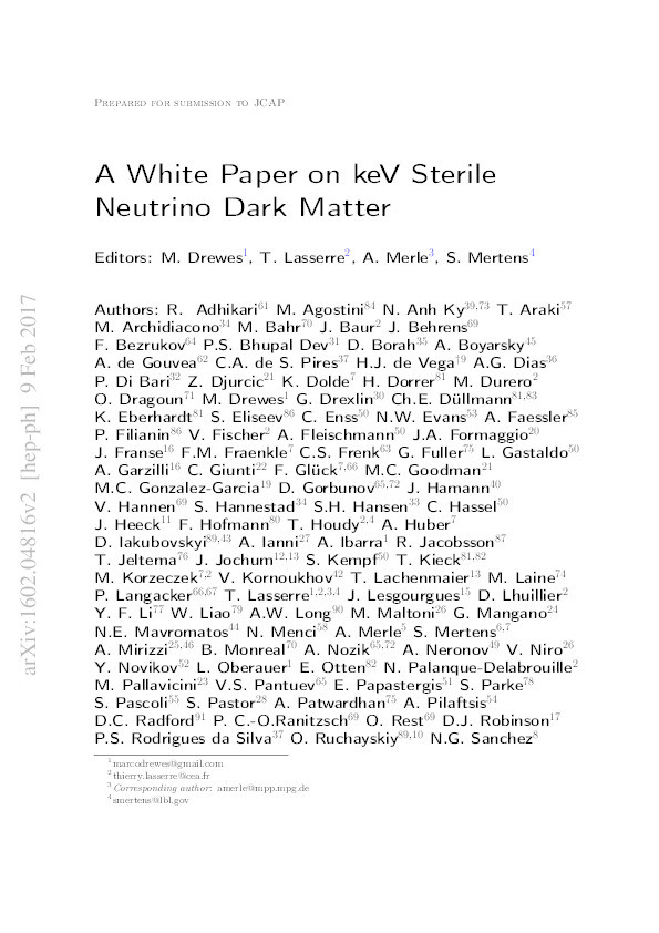 A White Paper on keV sterile neutrino Dark Matter Thumbnail