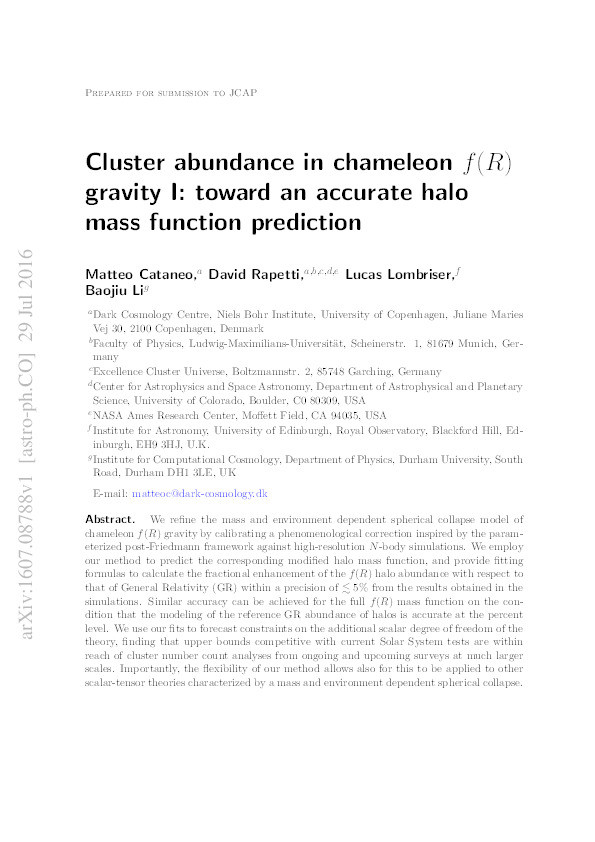 Cluster abundance in chameleon f(R) gravity I: toward an accurate halo mass function prediction Thumbnail