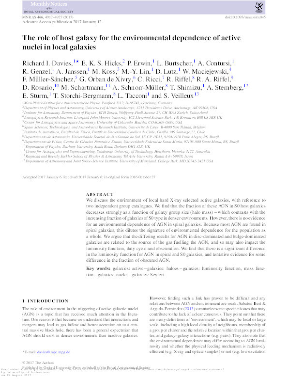 The Role of Host Galaxy for the Environmental Dependence of Active Nuclei in Local Galaxies Thumbnail