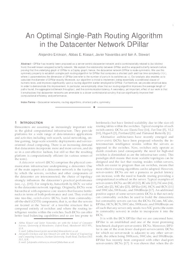 An Optimal Single-Path Routing Algorithm in the Datacenter Network DPillar Thumbnail