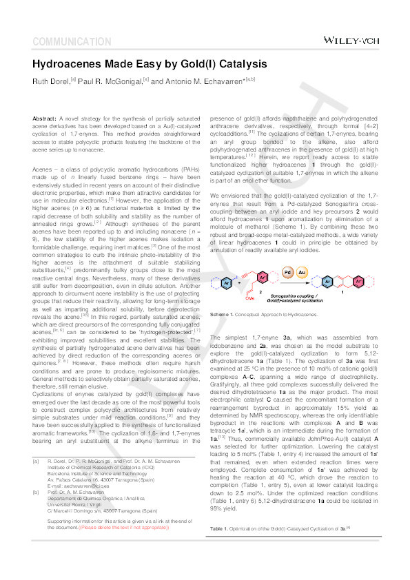 Hydroacenes made easy by gold(I) catalysis Thumbnail