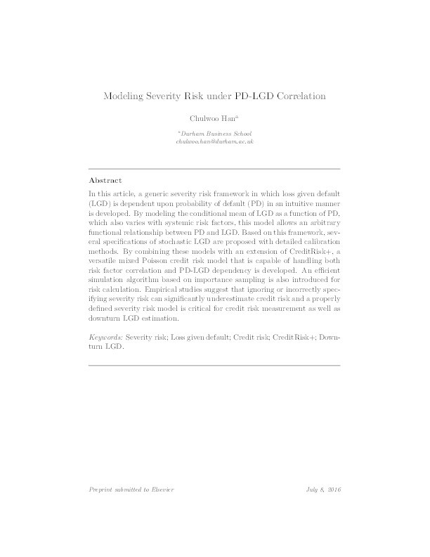 Modeling Severity Risk under PD-LGD Correlation Thumbnail