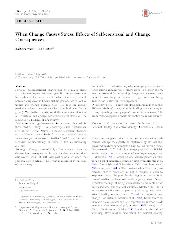 When Change Causes Stress: Effects of Self-construal and Change Consequences Thumbnail