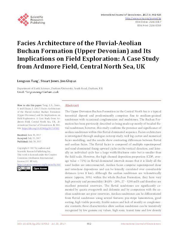 Facies Architecture of the Fluvial-Aeolian Buchan Formation (Upper Devonian) and Its Implications on Field Exploration: A Case Study from Ardmore Field, Central North Sea, UK Thumbnail