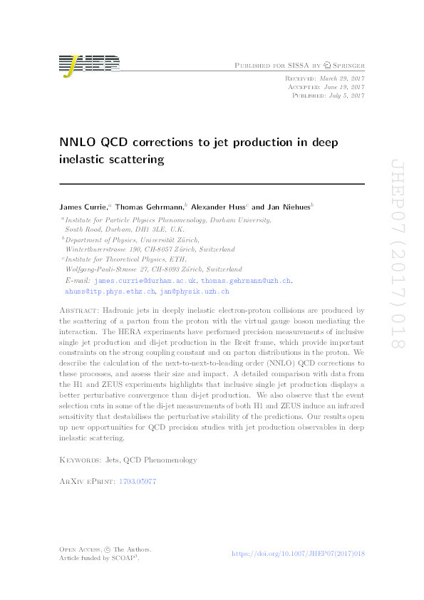 NNLO QCD corrections to jet production in deep inelastic scattering Thumbnail