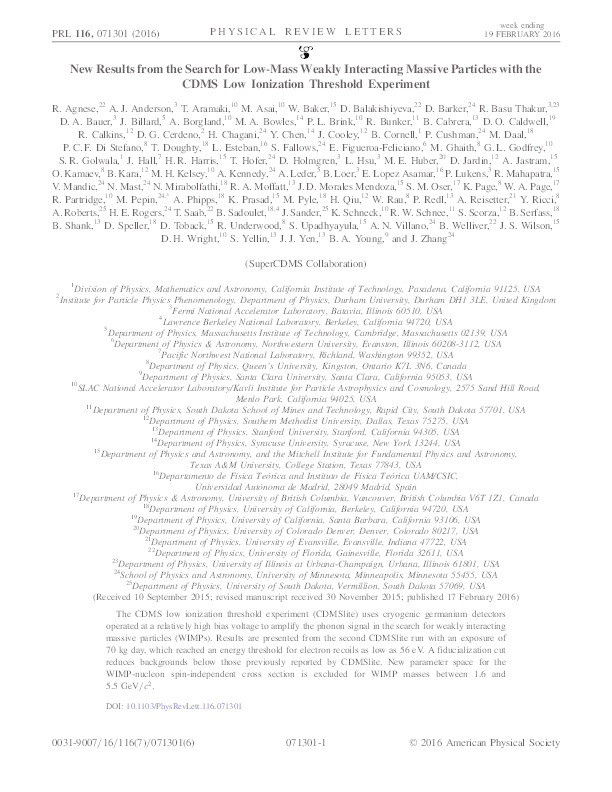 New Results from the Search for Low-Mass Weakly Interacting Massive Particles with the CDMS Low Ionization Threshold Experiment Thumbnail