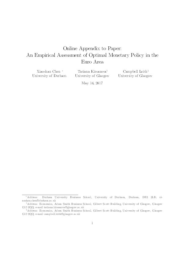 An empirical assessment of Optimal Monetary Policy in the Euro area Thumbnail
