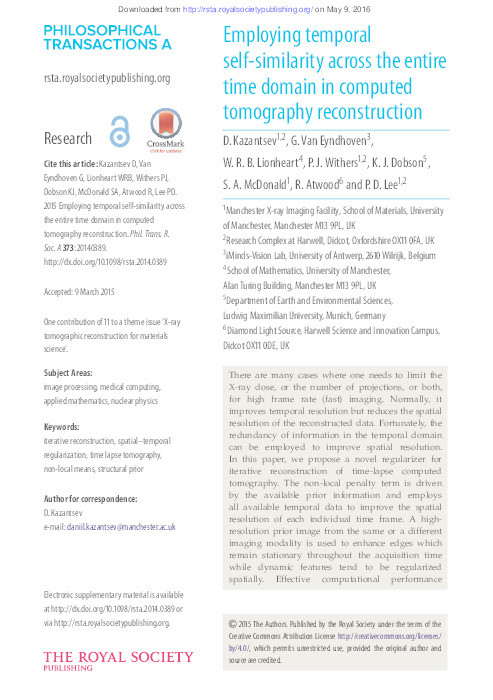 Employing temporal self-similarity across the entire time domain in computed tomography reconstruction Thumbnail