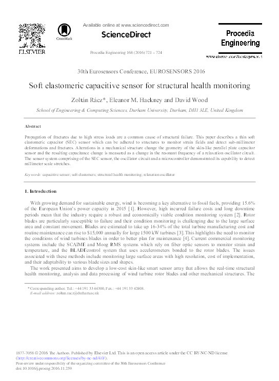 Soft Elastomeric Capacitive Sensor for Structural Health Monitoring Thumbnail