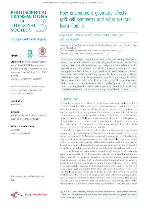 How environment geometry affects grid cell symmetry and what we can learn from it Thumbnail