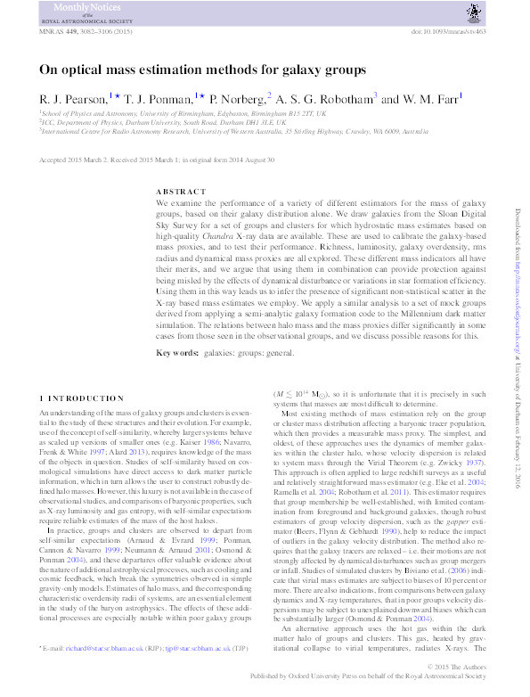 On optical mass estimation methods for galaxy groups Thumbnail