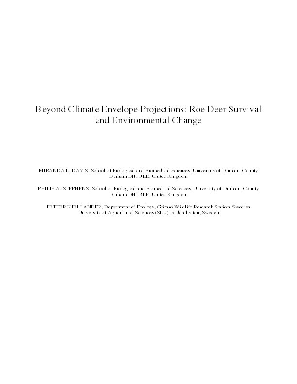 Beyond climate envelope projections: Roe deer survival and environmental change Thumbnail