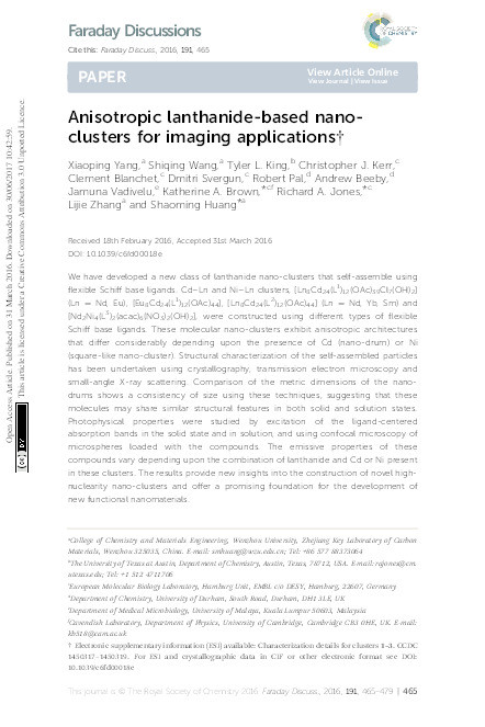 Anisotropic lanthanide-based nano-clusters for imaging applications Thumbnail