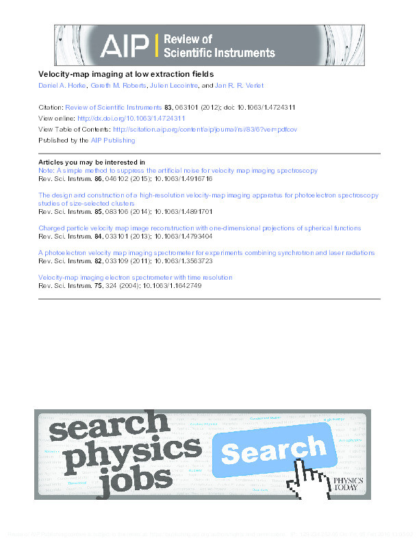 Velocity-map imaging at low extraction fields Thumbnail