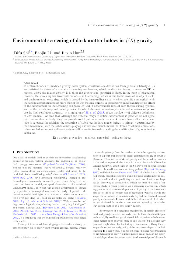 Environmental screening of dark matter haloes in f(R) gravity Thumbnail