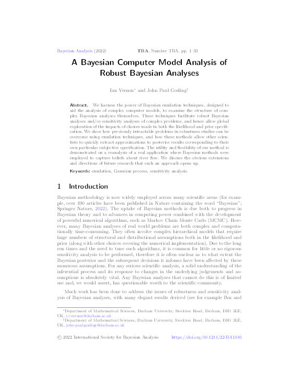A Bayesian Computer Model Analysis of Robust Bayesian Analyses Thumbnail