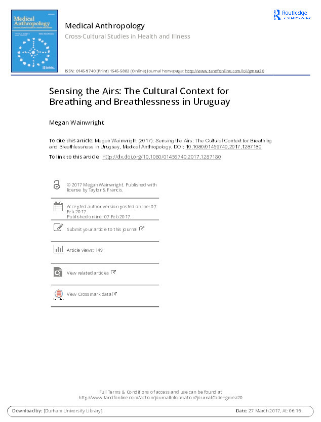 Sensing the Airs: The Cultural Context for Breathing and Breathlessness in Uruguay Thumbnail