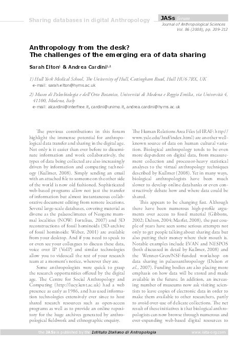 Anthropology from the desk? The challenges of the emerging era of data sharing Thumbnail