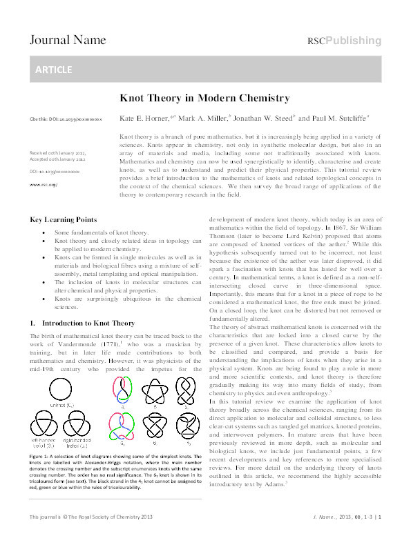 Knot theory in modern chemistry Thumbnail