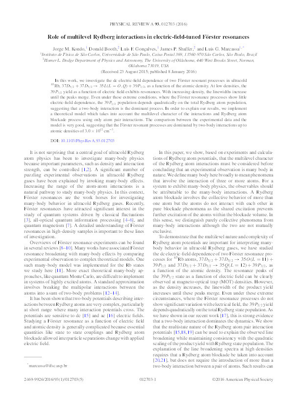 Role of multilevel Rydberg interactions in electric-field-tuned Förster resonances Thumbnail