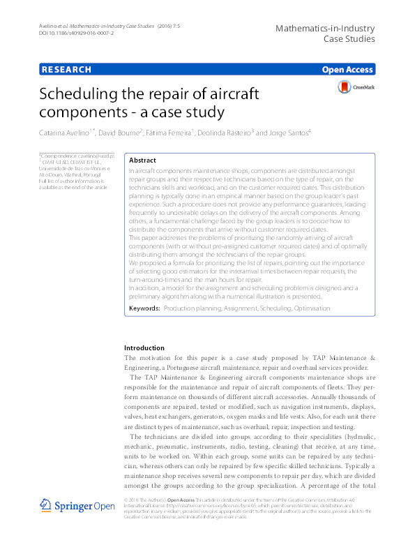 Scheduling the repair of aircraft components - a case study Thumbnail