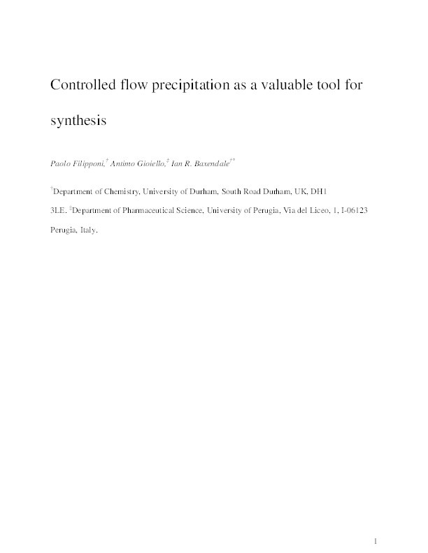 Controlled Flow Precipitation as a Valuable Tool for Synthesis Thumbnail
