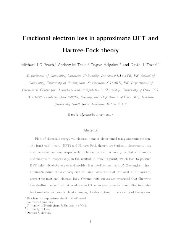 Fractional electron loss in approximate DFT and Hartree-Fock theory Thumbnail