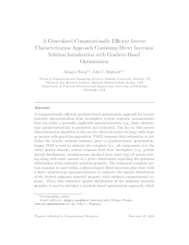 A generalized computationally efficient inverse characterization approach combining direct inversion solution initialization with gradient-based optimization Thumbnail