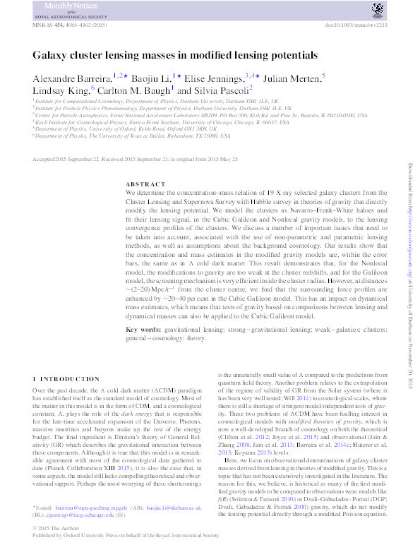 Galaxy cluster lensing masses in modified lensing potentials Thumbnail