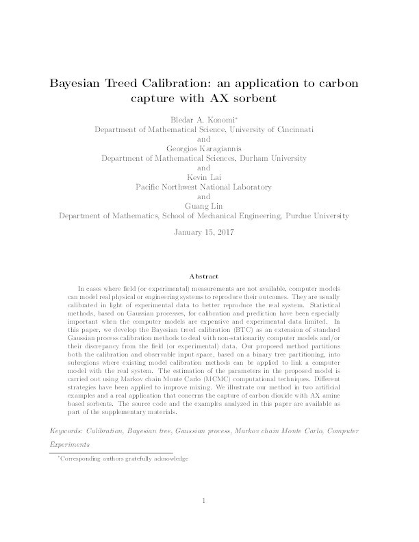 Bayesian Treed Calibration: an application to carbon capture with AX sorbent Thumbnail