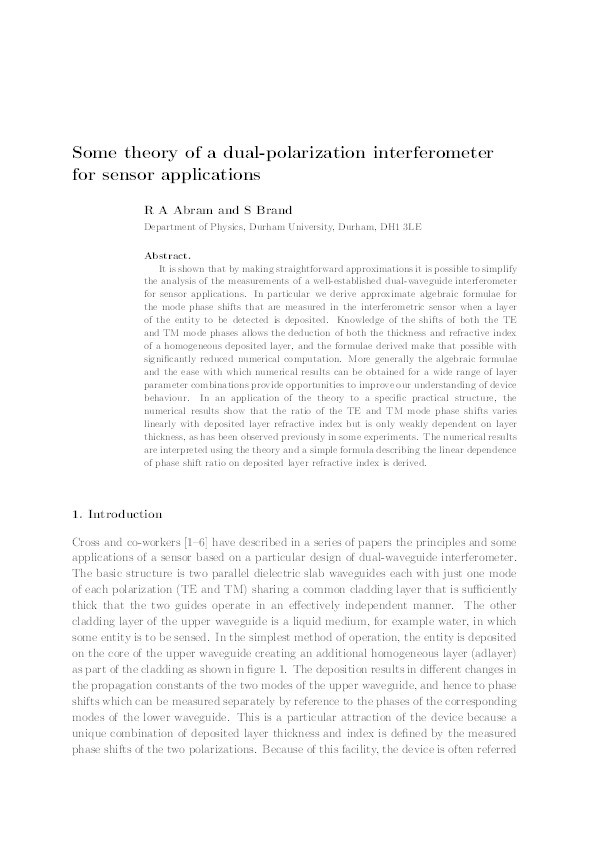 Some theory of a dual-polarization interferometer for sensor applications Thumbnail