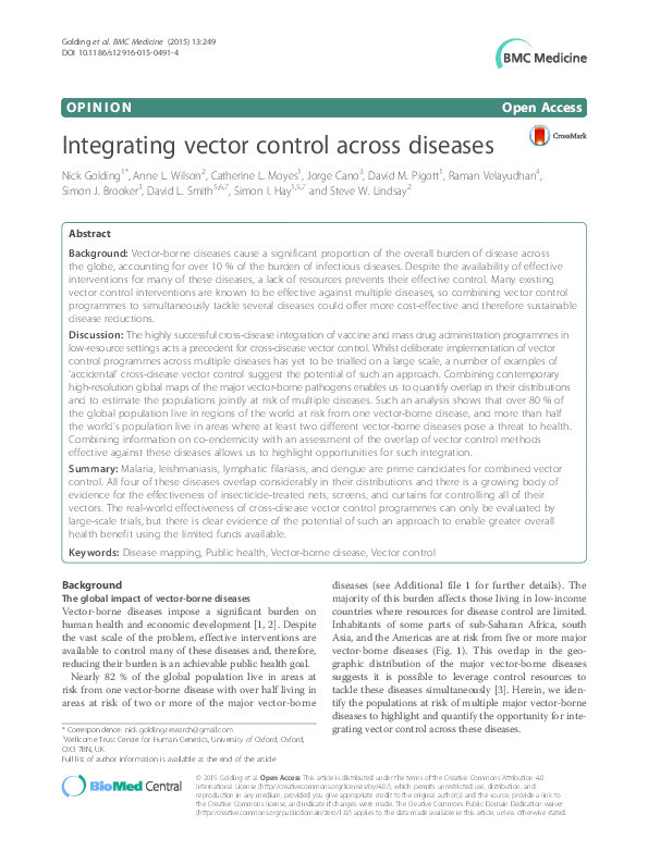 Integrating vector control across diseases Thumbnail