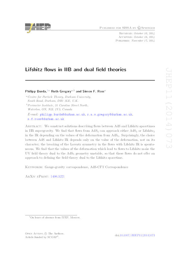 Lifshitz flows in IIB and dual field theories Thumbnail
