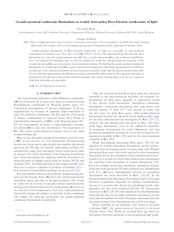 Grand-canonical condensate fluctuations in weakly interacting Bose-Einstein condensates of light Thumbnail