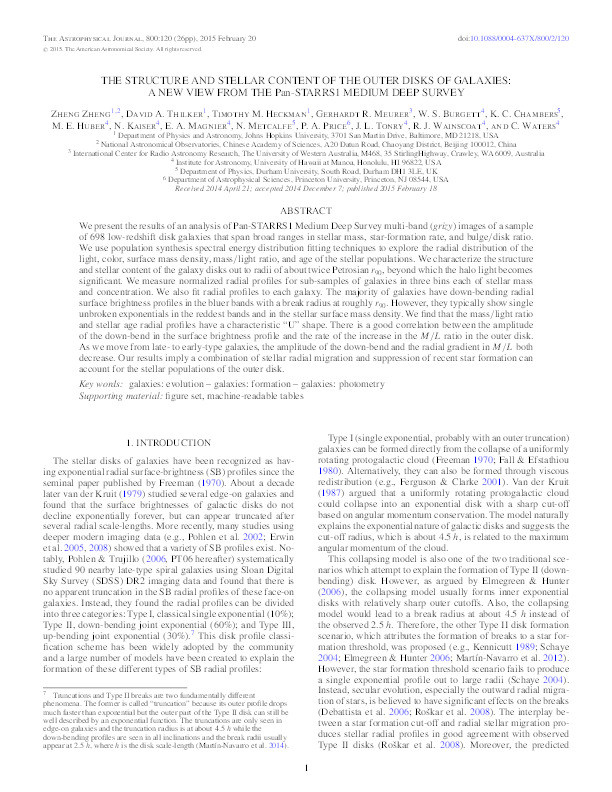 The Structure and Stellar Content of the Outer Disks of Galaxies: A New View from the Pan-STARRS1 Medium Deep Survey Thumbnail