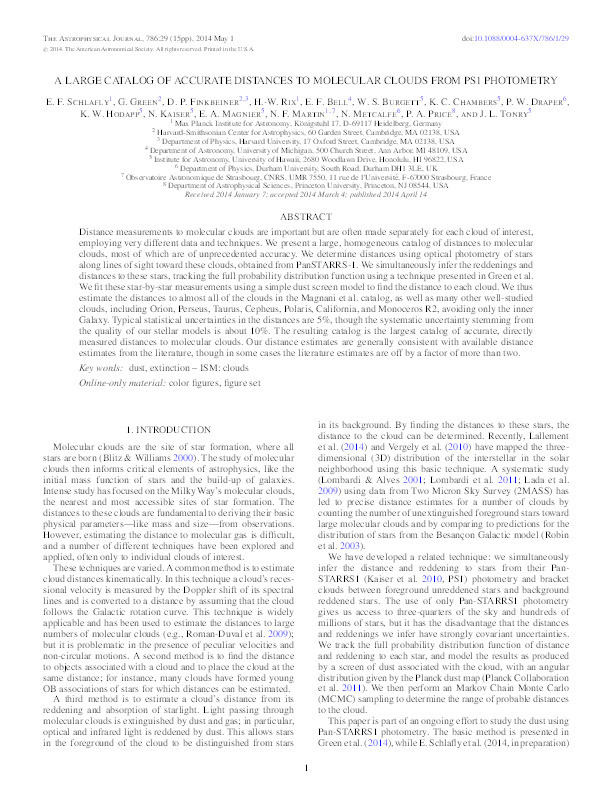 A Large Catalog of Accurate Distances to Molecular Clouds from PS1 Photometry Thumbnail