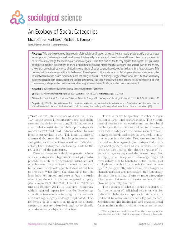An Ecology of Social Categories Thumbnail