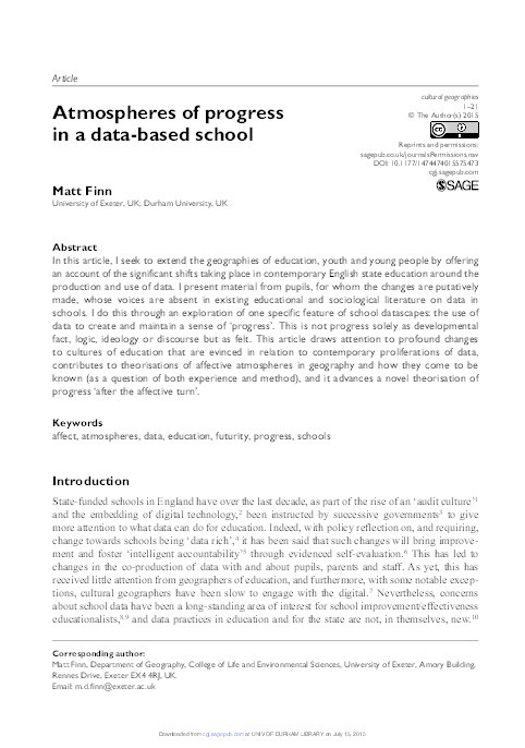 Atmospheres of progress in a data-based school Thumbnail