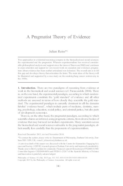 A Pragmatist Theory of Evidence Thumbnail