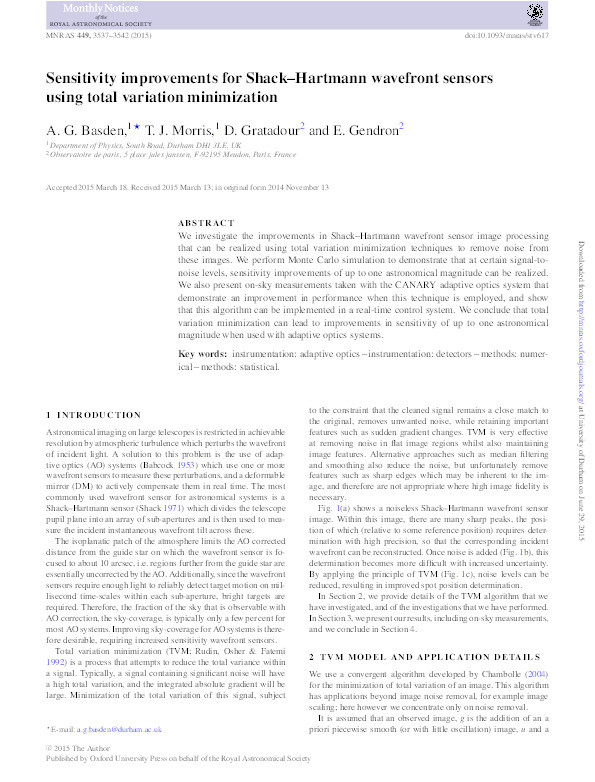 Sensitivity improvements for Shack-Hartmann wavefront sensors using total variation minimization Thumbnail