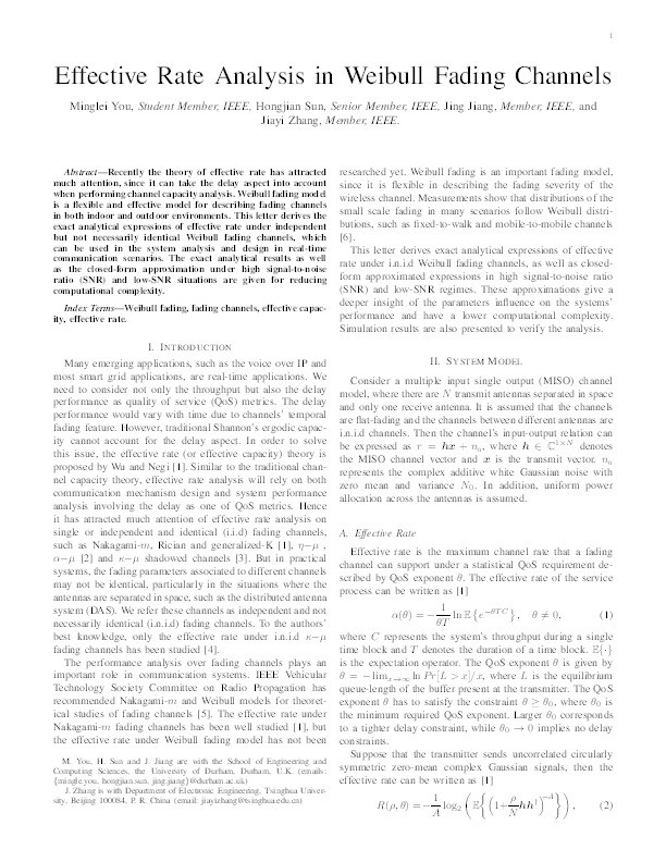 Effective Rate Analysis in Weibull Fading Channels Thumbnail